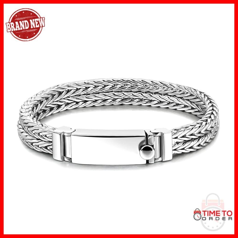 Men's 925 Sterling Silver Byzantine Chain Bracelet 10MM 7-10 Inch Cuff